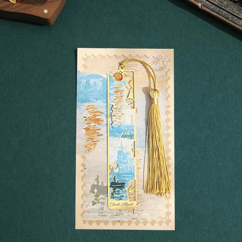 1 Pc Retro Floral Painting Metal Bookmark Hollow Bronzing Bookmark With Tassel For Book Club Reader Writers Book Lovers Students