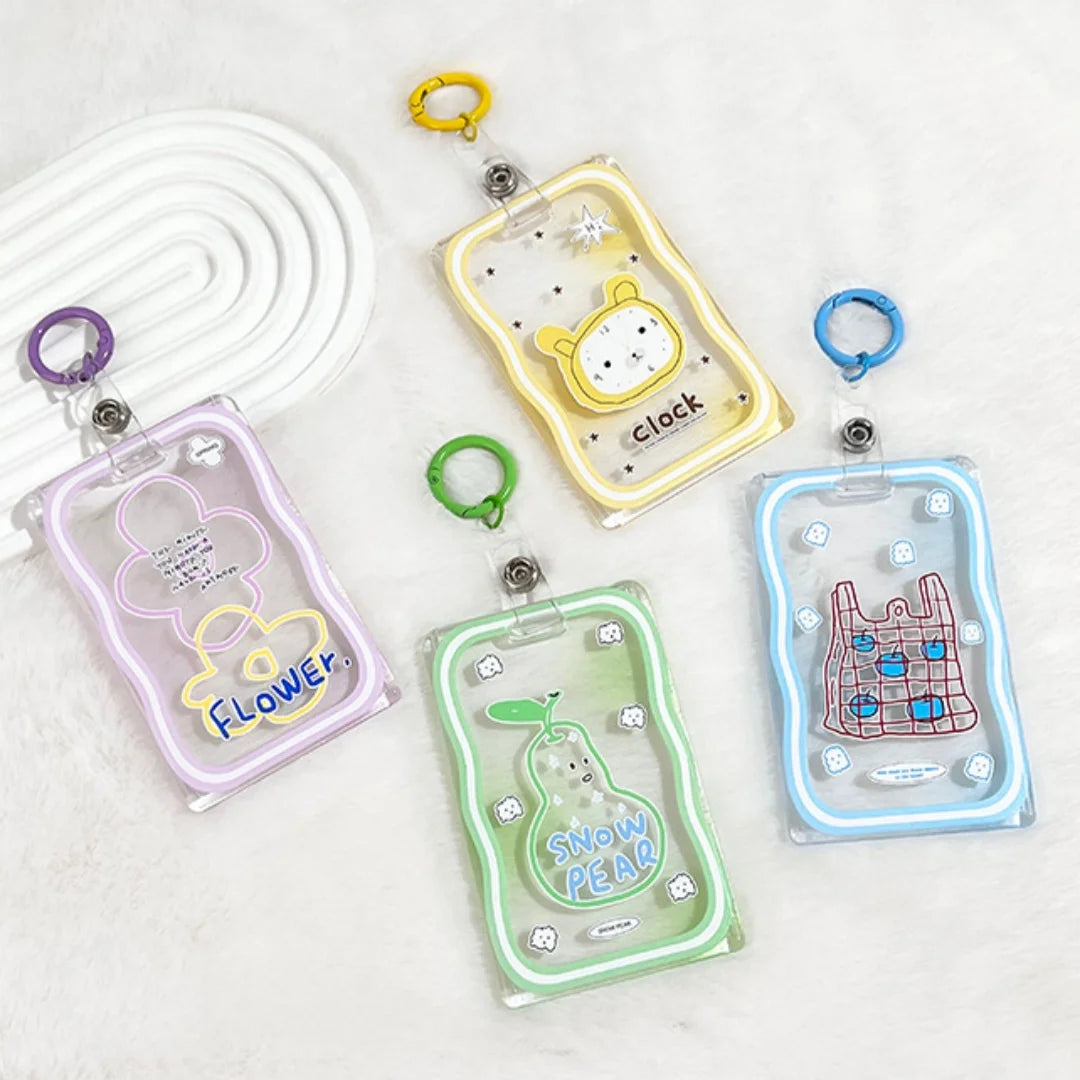 Slide Cover Transparent Card Holder Student Badge Holder Campus Card ID Card Holder Protective Cover for Men And Women