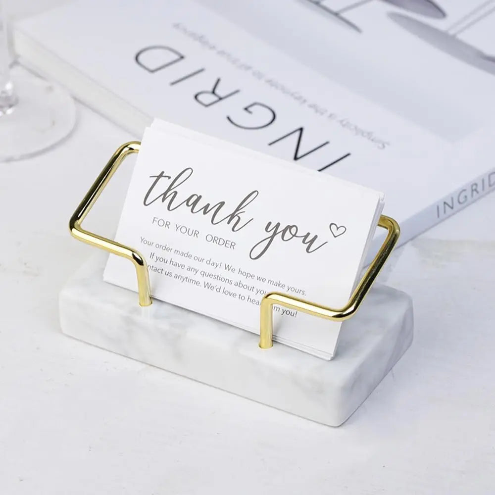Creative marble business card holder, metal business card storage holder, high-end home and office vertical ornament