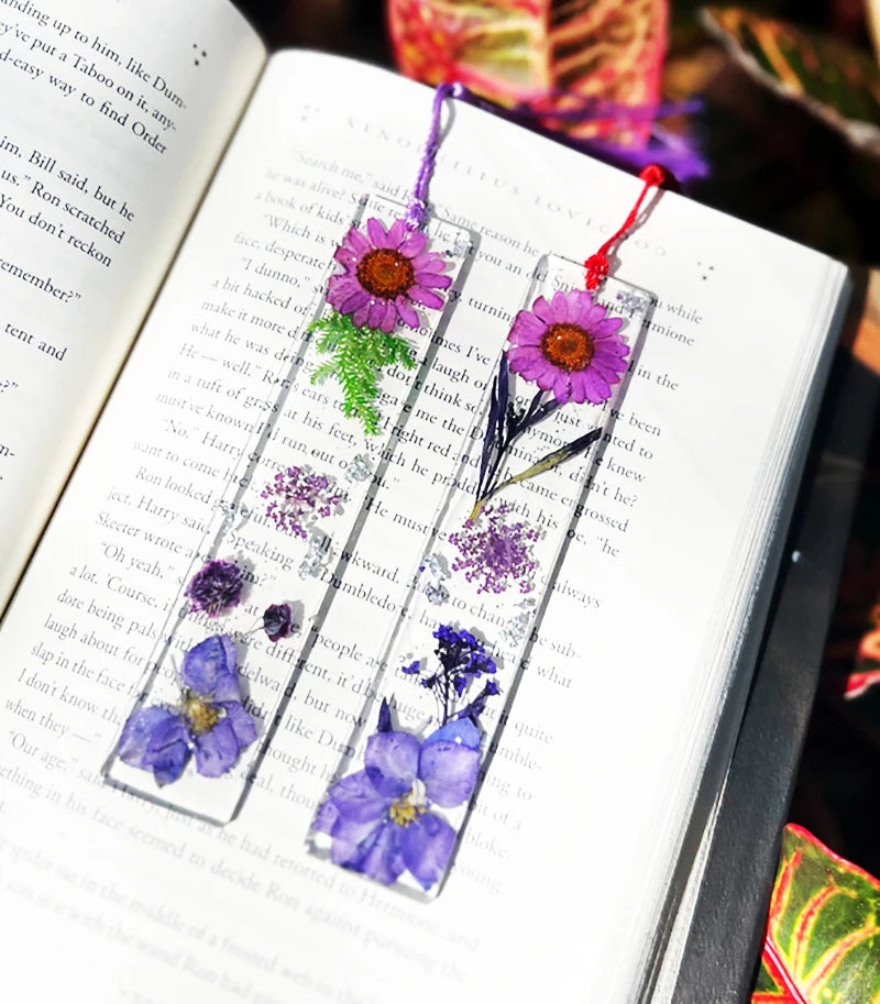 Creative Epoxy Bookmark Reading Book Mark Chrysanthemum Dried Flower Tassel Bookmark Mother'S Day Gift Teacher Resin Bookmark