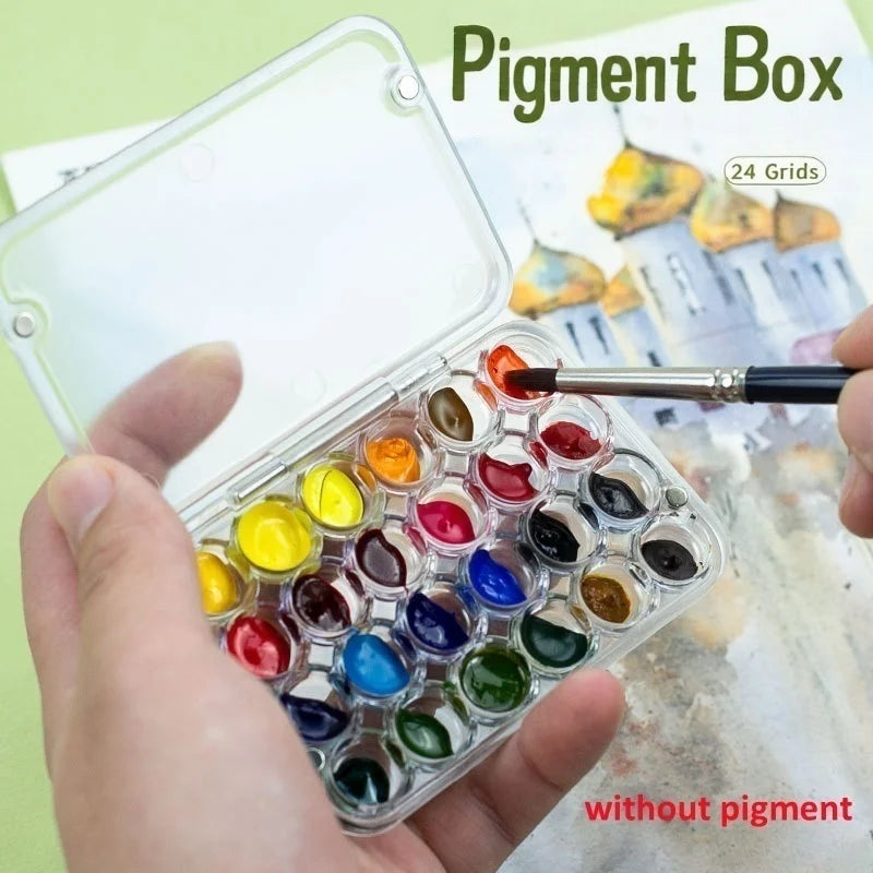 Empty Mini Watercolor Paint Packing Box 0.8ML 24Grids Portable Moisturizing Box Art Student Going Out For Sketching Art Supplies