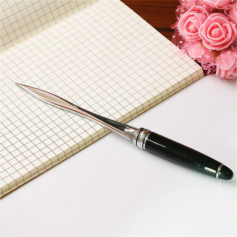 1 Pcs Stainless Steel Letter Opener Full Length Approx 160mm Black Handle Office School Cutting Supplies Fast Letter Opening