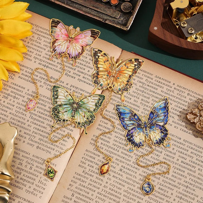 Butterfly Series Oil Painting Bookmark Retro Alien Butterfly Student Reading Bookmark Clip School Office Suppliers