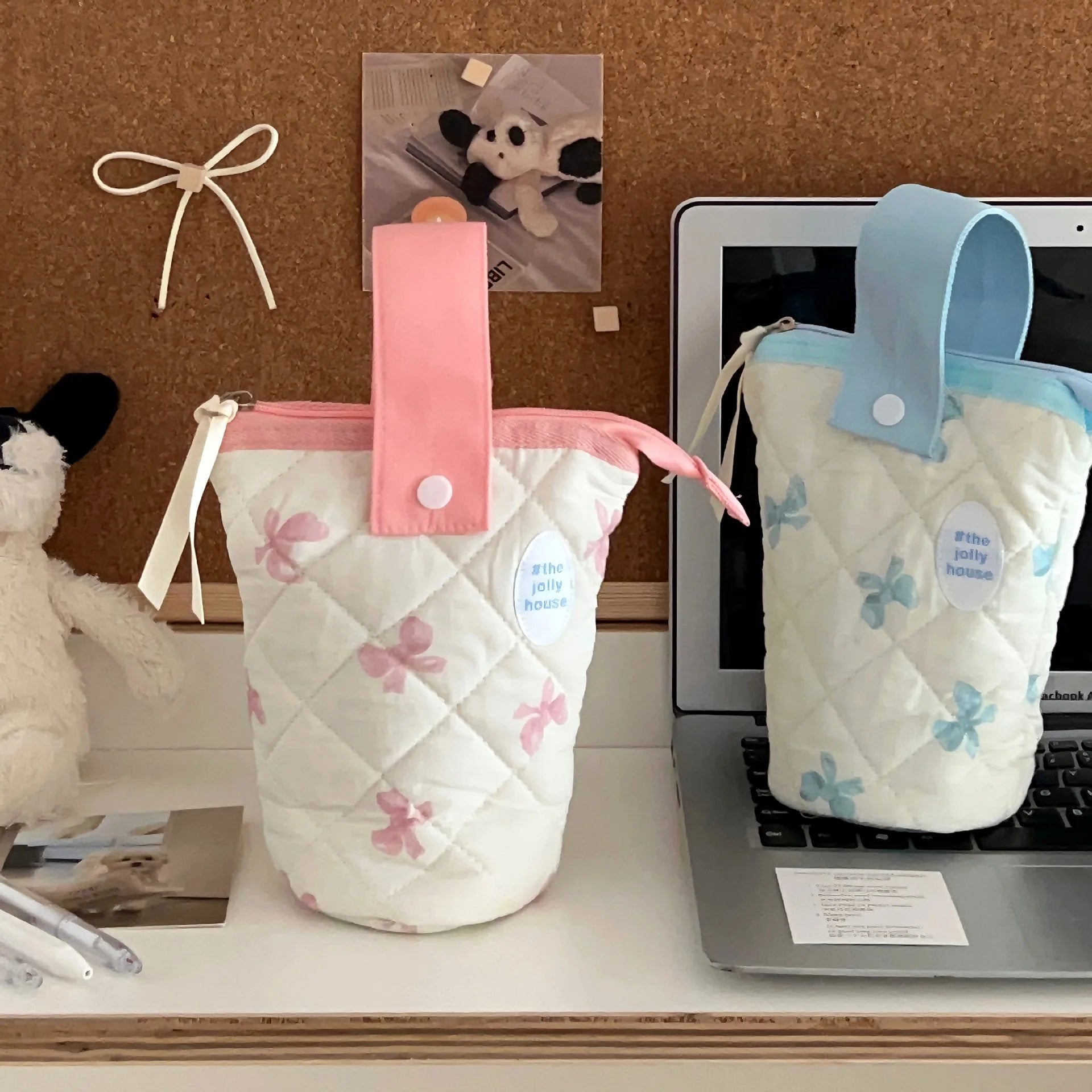 1 Piece Sweet Chic Pen Holder for Kids Girl Cute Princess Bow Plaid Pencil Pouch School Portable Large Capacity Stationery Bag