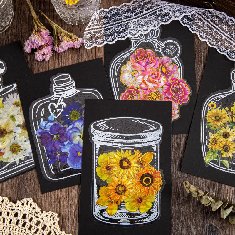 20Pcs Transparent Bookmark Dried Flower Flower Diy Handmade Sticker Pet Hand Account Diary Decoration Student Reading Mark 2022